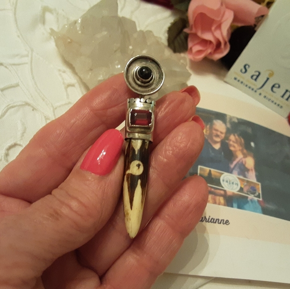 VINTAGE SAJEN 925 SOLID STERLING SILVER AFRICAN MUDD BEAD SLIDE - Picture 5 of 17